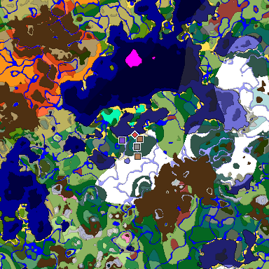 Predicted biome map of Java 26.3 seed -6228566379444829439 around estimated spawn