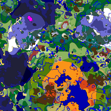 Predicted biome map of Java 26.3 seed 3554773007573725782 around estimated spawn