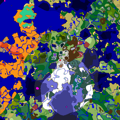 Predicted biome map of Java 26.3 seed 160331086587000554 around estimated spawn
