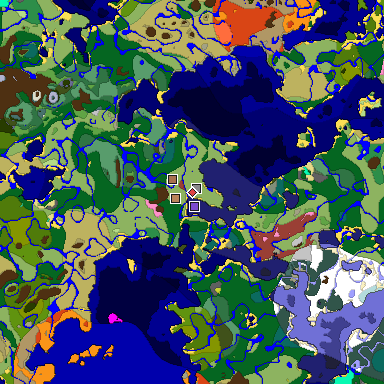 Predicted biome map of Java 26.3 seed -5183833578630470498 around estimated spawn