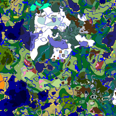 Predicted biome map of Java 26.3 seed -6254134698950147072 around estimated spawn