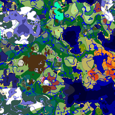 Predicted biome map of Java 26.3 seed -1924457696193590763 around estimated spawn