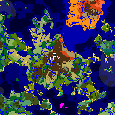 Predicted biome map of Java 26.3 seed 2642706539707250849 around estimated spawn