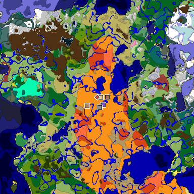 Predicted biome map of Java 26.3 seed -6254540213682212282 around estimated spawn