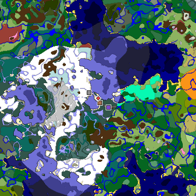 Predicted biome map of Java 26.3 seed 4295387089674908449 around estimated spawn