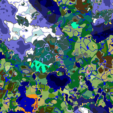 Predicted biome map of Java 26.3 seed 8227451865792725838 around estimated spawn