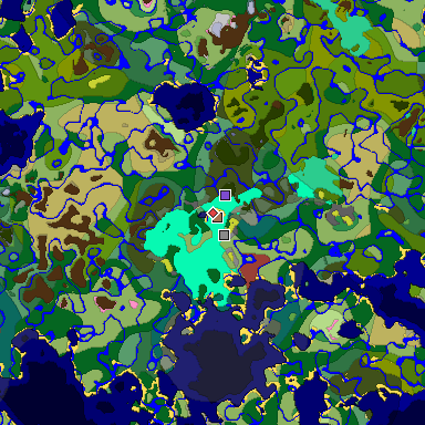 Predicted biome map of Java 26.3 seed 6651357928977790725 around estimated spawn