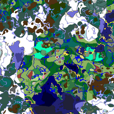 Predicted biome map of Java 26.3 seed -6654313457734650015 around estimated spawn