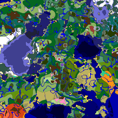 Predicted biome map of Java 26.3 seed 3473493673109744105 around estimated spawn