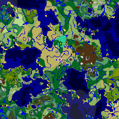 Predicted biome map of Java 26.3 seed -3908308114346116617 around estimated spawn