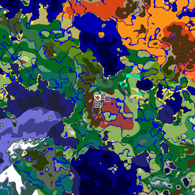 Predicted biome map of Java 26.3 seed -1778712153355956889 around estimated spawn