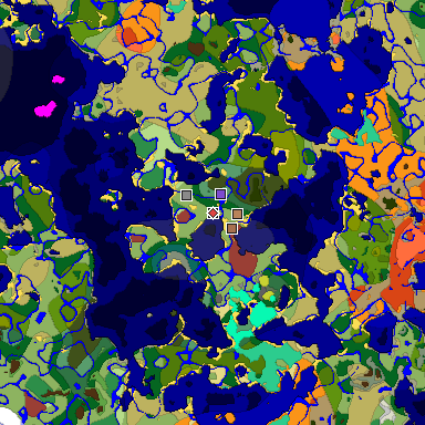 Predicted biome map of Java 26.3 seed 459001600040063801 around estimated spawn