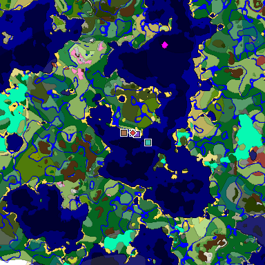 Predicted biome map of Java 26.3 seed 2967684958608330320 around estimated spawn