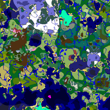 Predicted biome map of Java 26.3 seed -6831732420515316192 around estimated spawn