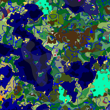 Predicted biome map of Java 26.3 seed -25424647133866021 around estimated spawn