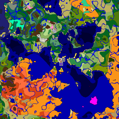 Predicted biome map of Java 26.3 seed 3985382632802318724 around estimated spawn