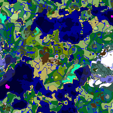 Predicted biome map of Java 26.3 seed -5209720533535343435 around estimated spawn