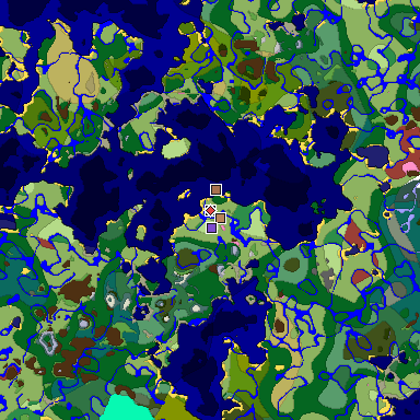 Predicted biome map of Java 26.3 seed 5886639466070597243 around estimated spawn