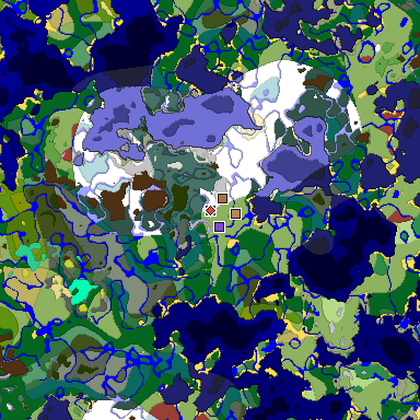 Predicted biome map of Java 26.3 seed 331063211752234299 around estimated spawn
