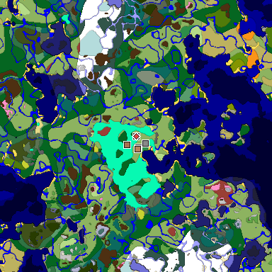 Predicted biome map of Java 26.3 seed -283310786664199297 around estimated spawn