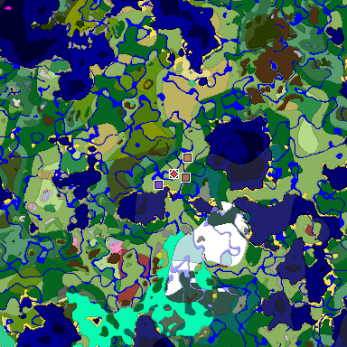 Predicted biome map of Java 26.3 seed 2437850593741692304 around estimated spawn