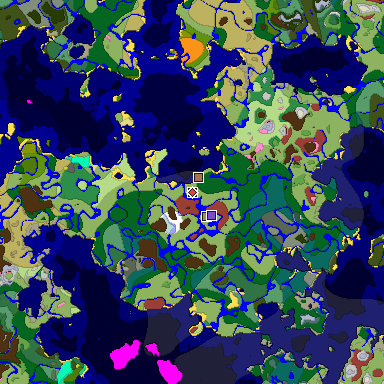 Predicted biome map of Java 26.3 seed 9151717786021003728 around estimated spawn