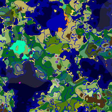 Predicted biome map of Java 26.3 seed -8455658854504324604 around estimated spawn