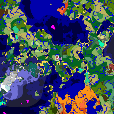Predicted biome map of Java 26.3 seed -5003821200583457049 around estimated spawn