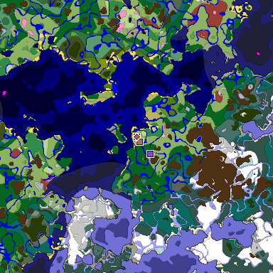 Predicted biome map of Java 26.3 seed -8874938767278616192 around estimated spawn