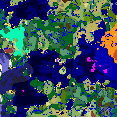 Predicted biome map of Java 26.3 seed -3521876167811001602 around estimated spawn