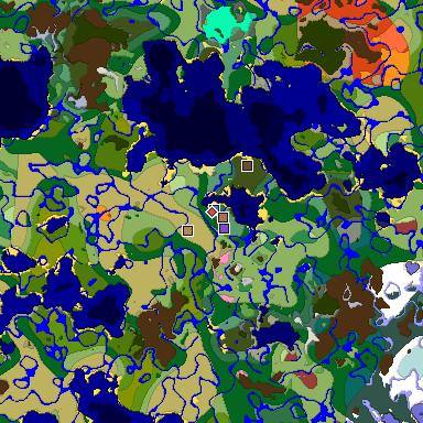 Predicted biome map of Java 26.3 seed -850410233854118880 around estimated spawn