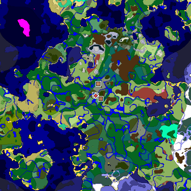 Predicted biome map of Java 26.3 seed 2214420381174125077 around estimated spawn