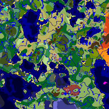 Predicted biome map of Java 26.3 seed -4911562224913909221 around estimated spawn