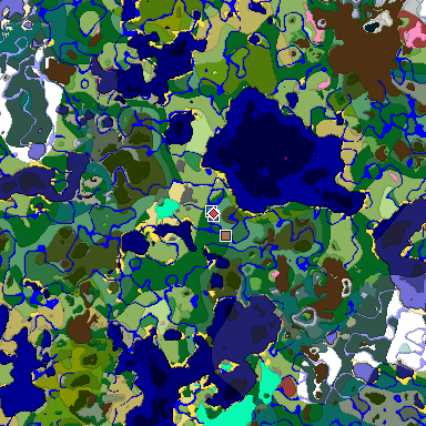Predicted biome map of Java 26.3 seed -7346009717591055134 around estimated spawn