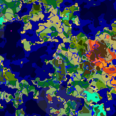 Predicted biome map of Java 26.3 seed 2207878844750698081 around estimated spawn