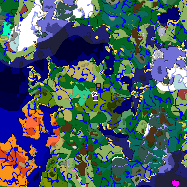 Predicted biome map of Java 26.3 seed -8096621564748382999 around estimated spawn