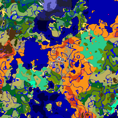 Predicted biome map of Java 26.3 seed -6636800297609878510 around estimated spawn