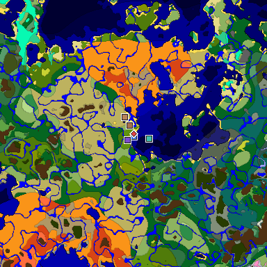 Predicted biome map of Java 26.3 seed -2284714391127975656 around estimated spawn