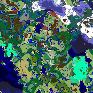 Predicted biome map of Java 26.3 seed -8519998930001733171 around estimated spawn