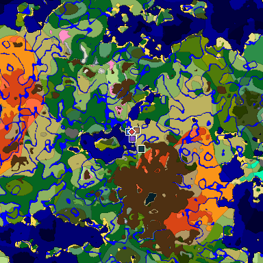 Predicted biome map of Java 26.3 seed -7615997413037699610 around estimated spawn