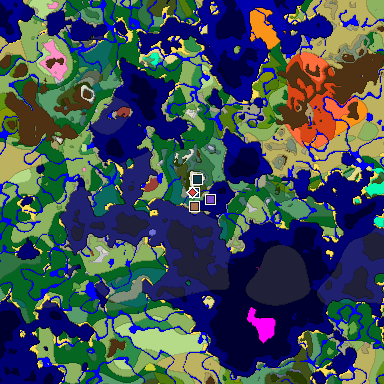 Predicted biome map of Java 26.3 seed 7613722314315717699 around estimated spawn