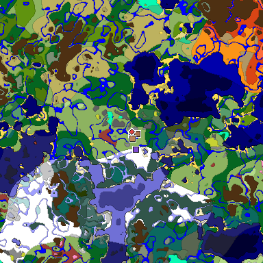 Predicted biome map of Java 26.3 seed -5342753185539802581 around estimated spawn