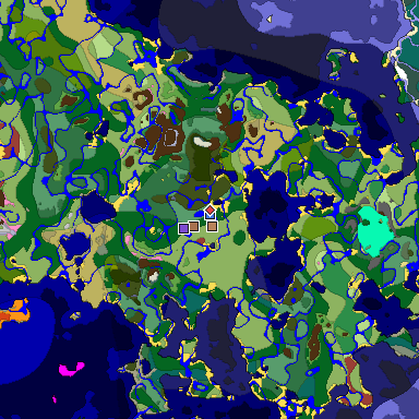 Predicted biome map of Java 26.3 seed 8372049678848375028 around estimated spawn