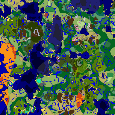 Predicted biome map of Java 26.3 seed 5769635211409051221 around estimated spawn