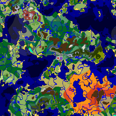 Predicted biome map of Java 26.3 seed 7498970871730681993 around estimated spawn