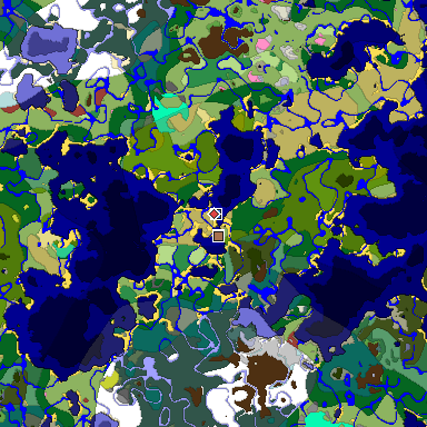 Predicted biome map of Java 26.3 seed 2104372312077929456 around estimated spawn