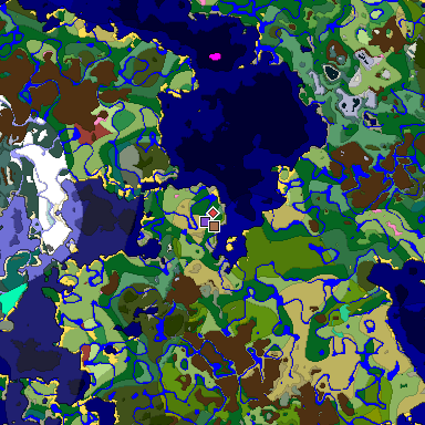 Predicted biome map of Java 26.3 seed 2256007550319541363 around estimated spawn