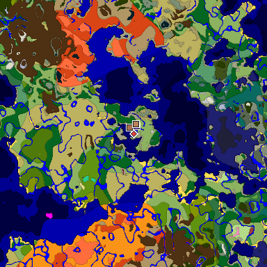 Predicted biome map of Java 26.3 seed -883774845806312905 around estimated spawn