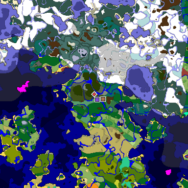 Predicted biome map of Java 26.3 seed 1942093898103929753 around estimated spawn
