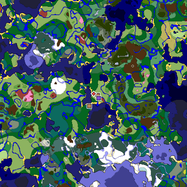 Predicted biome map of Java 26.3 seed -4571790072736447512 around estimated spawn